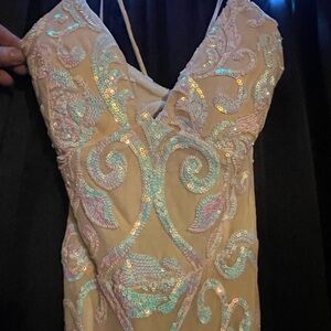 Windsor Cream and Pastel Sequin Backless Dress